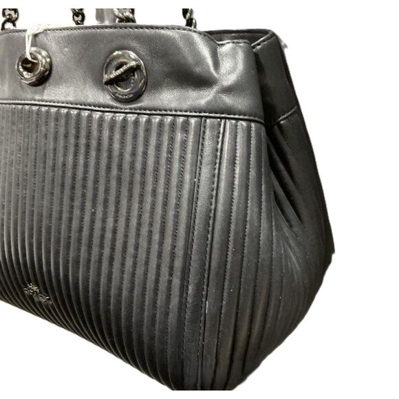 37338 Coach "Edie" Black Quilted Turn-lock Shoulder Bag - Picture 3 of 8